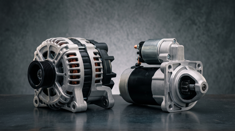 Alternator and starter motor